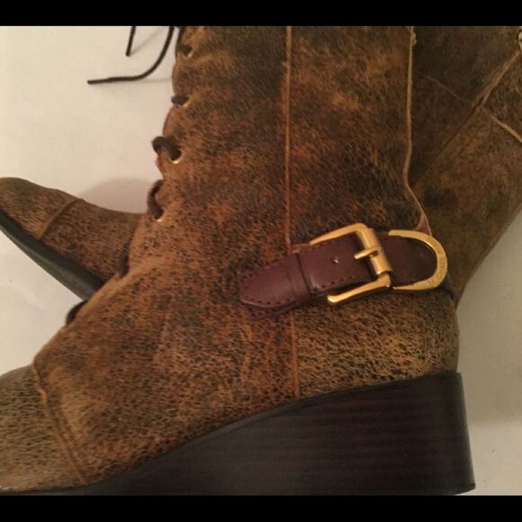 Michael Kors Speckled Leather Suede Lace up Wedge - Picture 12 of 13